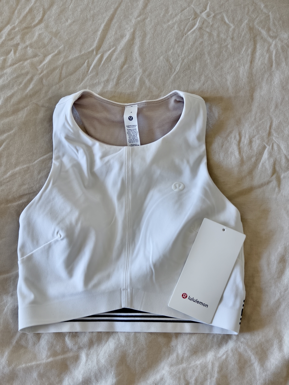 lululemon athletica White V-Waist Cropped Tennis Tank